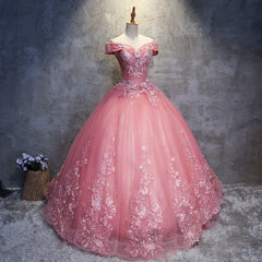 Party Dress Online, Charming Ball Gown Off-The-Shoulder Tulle Sweet 16 Dress, Quinceanera Dress