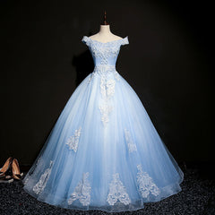 Formal Dresses Truworths, Charming Blue Off the Shoulder Long Sweet 16 Dress, Handmade Party Gown
