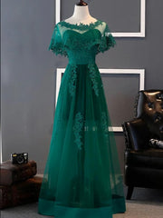 Night Out Outfit, Charming Dark Green Long A-line Party Dress , Bridesmaid Dress