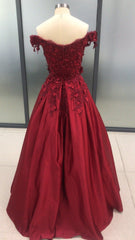 Prom Gown, Charming Dark Red Long Sweetheart A-line Prom Dress, Wine Red Evening Gown