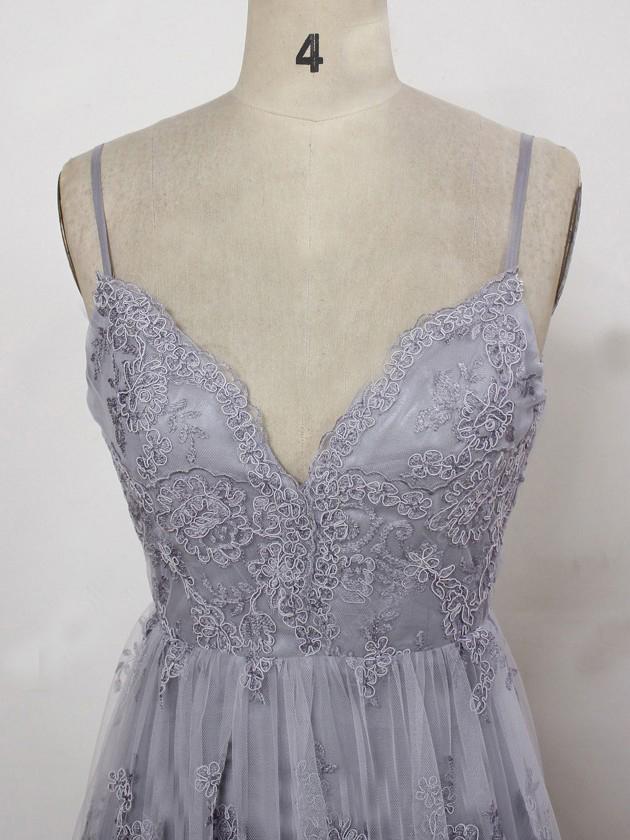 Homecomming Dresses Short, Charming Grey Lace Evening Party Dress , High Quality Formal Gown