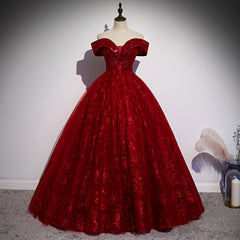 Party Dress With Glitter, Charming Lace Sweetheart Off Shoulder Gown, Prom Party Dress