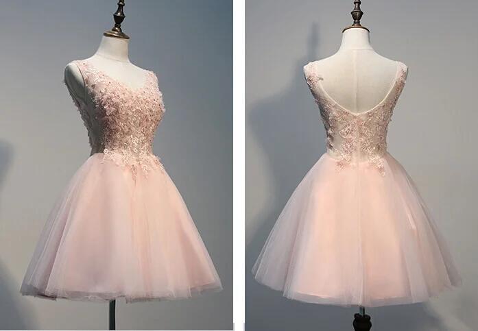 Evening Dress Stores, Charming Pearl Pink Tulle Formal Dress , Lovely Homecoming Dresses