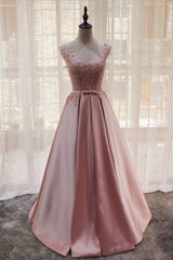 Homecoming Dresses 15 Year Old, Charming Pink Satin Long Formal Gown, Prom Dress , Lovely Satin Party Dress