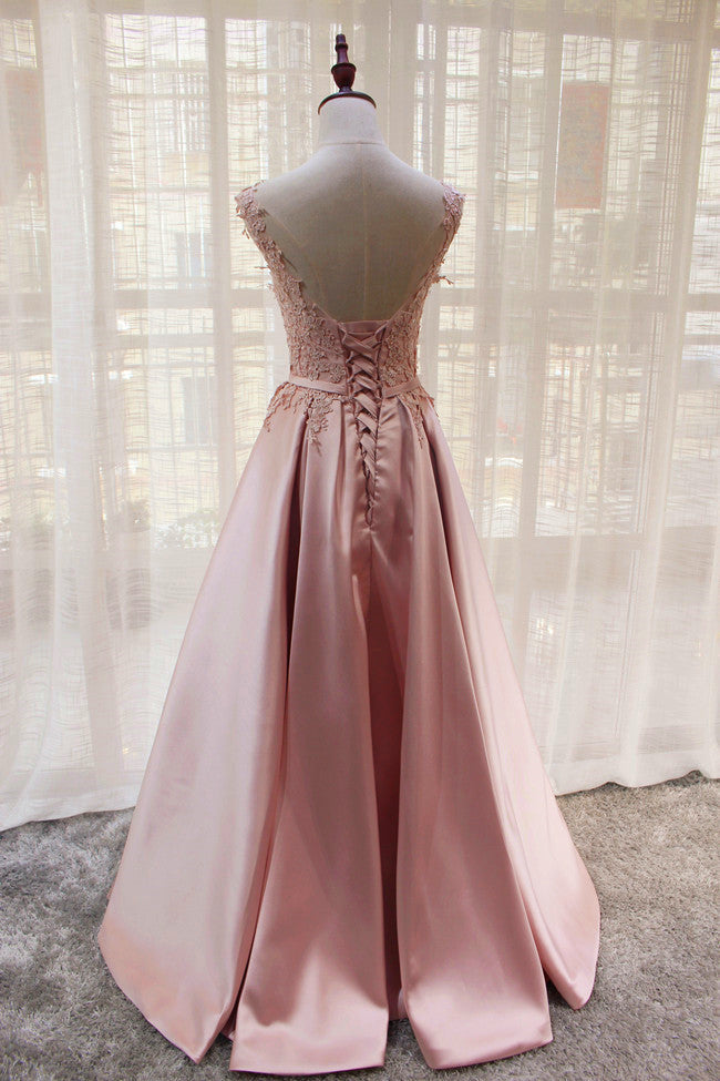 Homecoming Dresses Simples, Charming Pink Satin Long Formal Gown, Prom Dress , Lovely Satin Party Dress
