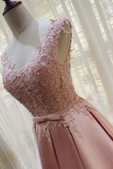 Homecoming Dress Simple, Charming Pink Satin Long Formal Gown, Prom Dress , Lovely Satin Party Dress