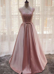 Homecoming Dresses For Middle School, Charming Pink Satin Long Formal Gown, Prom Dress , Lovely Satin Party Dress
