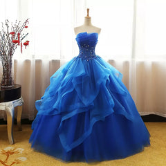 Evening Dress Elegant Classy, Charming Royal Blue Tulle Prom Gown , Sweet Party Dress