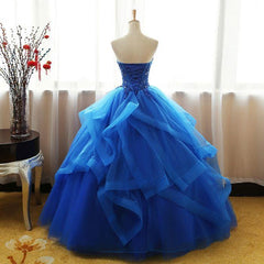 Evening Dress Italy, Charming Royal Blue Tulle Prom Gown , Sweet Party Dress