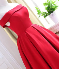 Party Dress Jumpsuit, Charming Satin Red Off The Shoulder Homecoming Dress, Party Dress