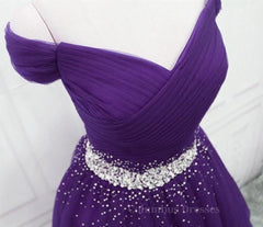 Corset Dress, Charming Sequins Off Shoulder Dark Purple Long Prom Dress, Off the Shoulder Dark Purple Formal Evening Dress