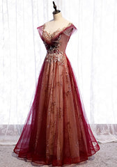 Party Dresses For 15 Year Olds, Charming Tulle Cap Sleeves Long New Party Gown, Prom Dress