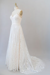 Wedding Dresses Sales, Chic Long A-line Sweetheart Spaghetti Strap Appliques Tulle Wedding Dress