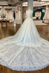 Wedding Dress Pinterest, Chic Long A-line V-neck Floral Lace Open Back Wedding Dresses