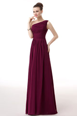 Tights Dress Outfit, Chiffon One Shoulder Burgundy Prom Dresses