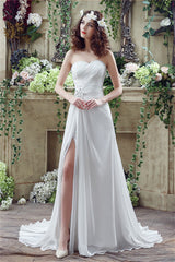 Wedding Dress Stores, Chiffon Sweetheart Neckline A-Line Wedding Dresses With Rhinestones