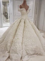Wedding Dressed With Pockets, Classic Off theshoulder Luxurious Appliques Ball Gown Wedding Dress