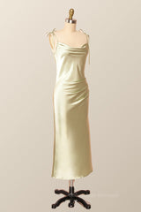 Bridesmaid Dress 2098, Classic Sage Green Midi Dress with Tie Shoulders
