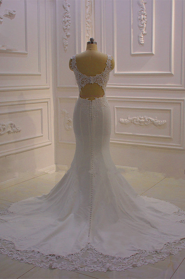 Wedding Dress Costs, Classic Sleeveless Lace V neck Column White Court Train Wedding Dress