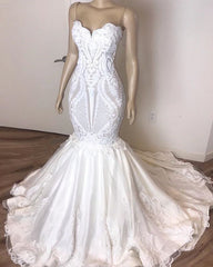 Wedding Dress Sexy, Classic Sleeveless Sweetheart Lace Appliques Mermaid Slim Bridal Wedding Dress