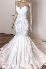 Wedding Dress Under 1005, Classic Sleeveless Sweetheart Lace Appliques Mermaid Slim Bridal Wedding Dress