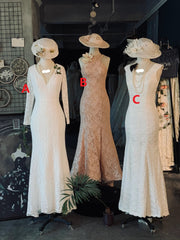 Wedding Dresses Classy, Classic Vintage Lace Floor Length Mermaid Wedding Dress
