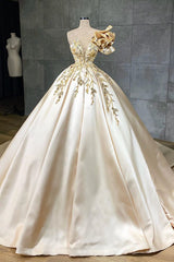 Wedding Dresses Train, Classy Long A-Line Sweetheart Crystal Satin Ruffles Wedding Dress