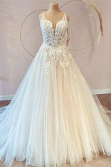 Wedding Dress 2027, Classy Long Princess Sweetheart Tulle Appliques Lace Wedding Dresses