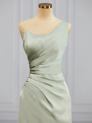 Homecoming Dress Websites, Column One-Shoulder Pleated Floor-Length Charmeuse Bridesmaid Dress
