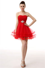 Party Dresses Black, Crystals Red Short Homecoming Dresses