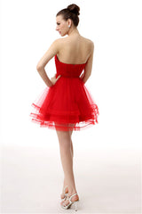 Party Dress Size 174, Crystals Red Short Homecoming Dresses
