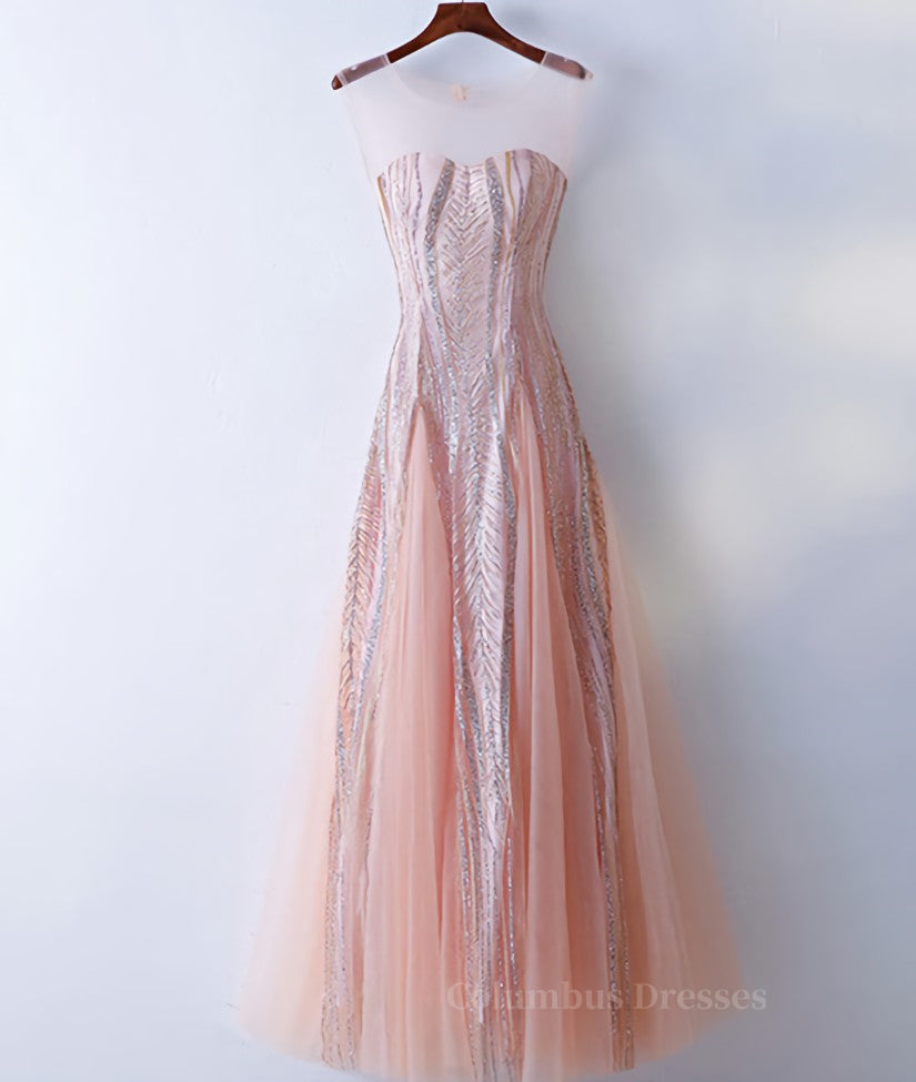 Evening Dress Red, Custom Made Round Neck Lace Pink Prom Dresses, Lace Pink Formal Dresses, Evening Dresses