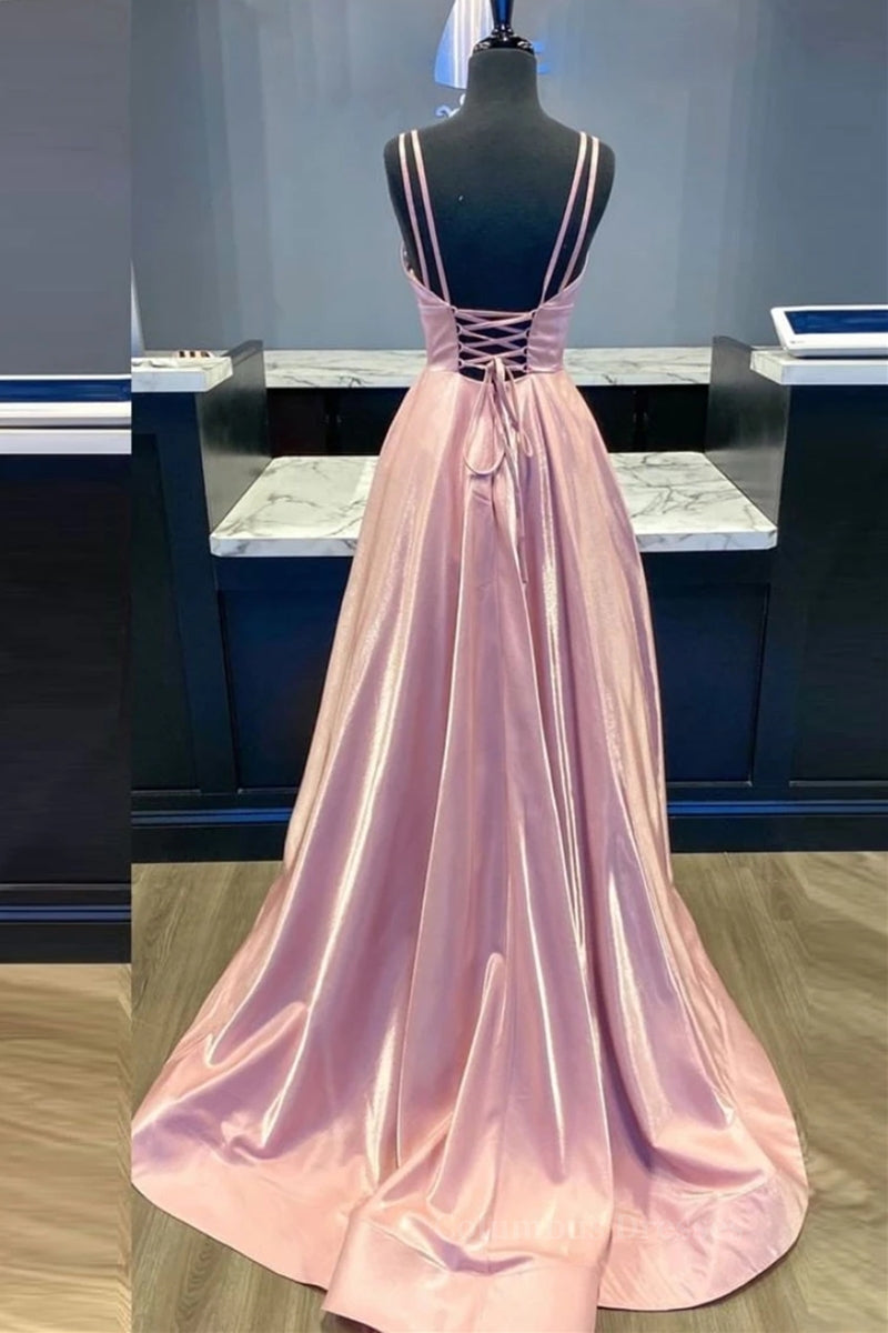Formal Dresses Prom, Custom Made V Neck Backless Pink Prom Dress, Backless Pink Formal Dress, Simple Pink Evening Dress