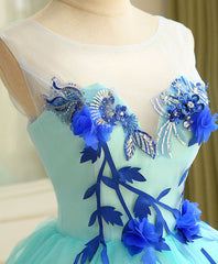 Formal Dress Summer, Cute A Line Blue Tulle Mini/Short Prom Dress, Blue Homecoming Dress