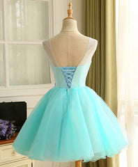 Formal Dresses For Woman, Cute A Line Blue Tulle Mini/Short Prom Dress, Blue Homecoming Dress