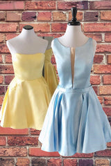 Evening Dress Gowns, Cute A-line Short Yellow Homecoming Dress,Elegant Graduation Dresses