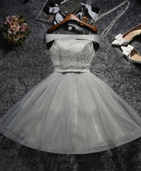 Party Dress Quotesparty Dresses Wedding, Cute Gray Lace Tulle Short Prom Dress, Gray Homecoming Dress