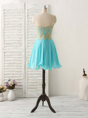 Party Dresses For Girl, Cute Green Lace Applique Short Prom Dress Green Homecoming Dress