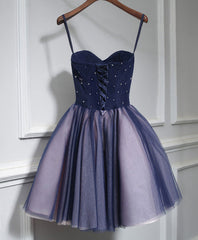 Dress Casual, Cute Lace Tulle Short A Line Prom Dress,Purple Homecoming Dress