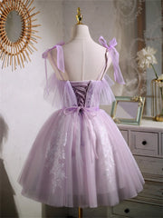 Formal Dress Gowns, Cute Lavender Tulle Short Prom Dress, Lavender Homecoming Dress 2022
