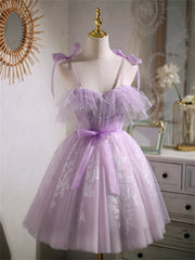 Formal Dress For Sale, Cute Lavender Tulle Short Prom Dress, Lavender Homecoming Dress 2022