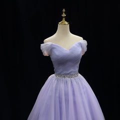 Evening Dress Lace, Cute Light Purple Beaded Tulle Homecoming Dresses, Short Prom Dress Formal Dresses