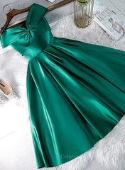 Maxi Dress Outfit, Cute Off Shoulder Green Satin Short Prom Dresses, Off the Shoulder Green Homecoming Dresses, Green Formal Evening Dresses