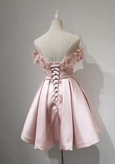 Party Dresses For Over 51S, Cute Pink Satin Short Prom Dress , Lovely Party Dress