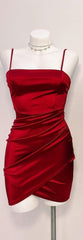 Prom Dress Light Blue, Cute Pleated Red Short Homecoming Dress Bodycon