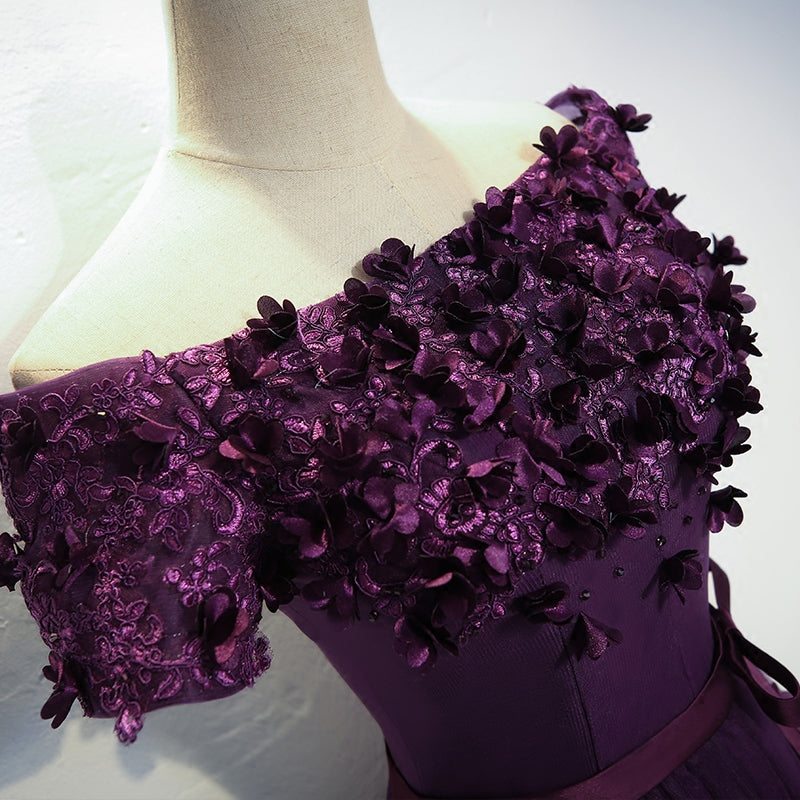 Prom Dresses For Curvy Figure, Cute Purple High Low Prom Dress, Purple Homecoming Dresses