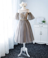 Homecoming Dress Tight, Cute Round Neck Tulle Lace Short Prom Dress, Tulle Homecoming Dress