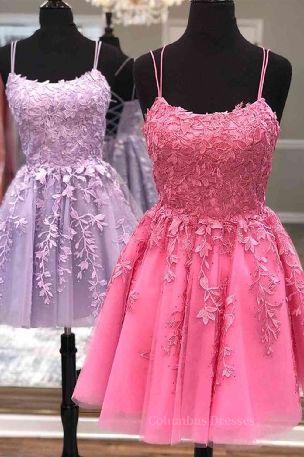 Bridesmaid Dresses Near Me, Cute Scoop Neck Lace Prom Homecoming Dresses, Short Lace Formal Evening Dresses