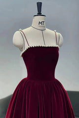 Prom Dress 2025, Cute Spaghetti Straps Velvet Short Prom Dress, A-Line Homecoming Party Dress