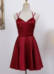 Wedding Color Palette, Cute Straps Dark Red Mini Party Dress, Dark Red Short Homecoming Dress